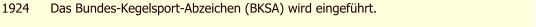 1924 Das Bundes-Kegelsport-Abzeichen (BKSA) wird eingefhrt.